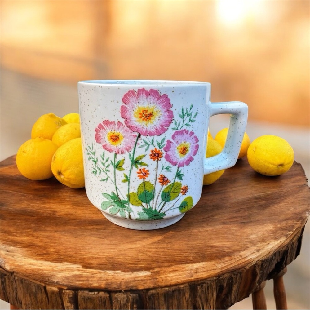 Dainty Speckled Coffee Or Tea Cup - Vintage Stoneware Tea Cup Mug